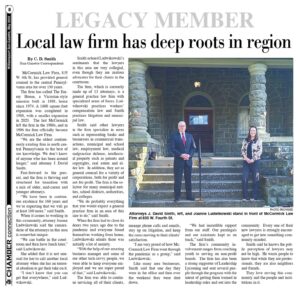 mccormick law firm's featured article in the williamsport sun-gazette